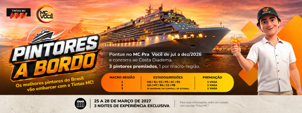 Banner da campanha promocional "Pintores a bordo" da Tintas MC