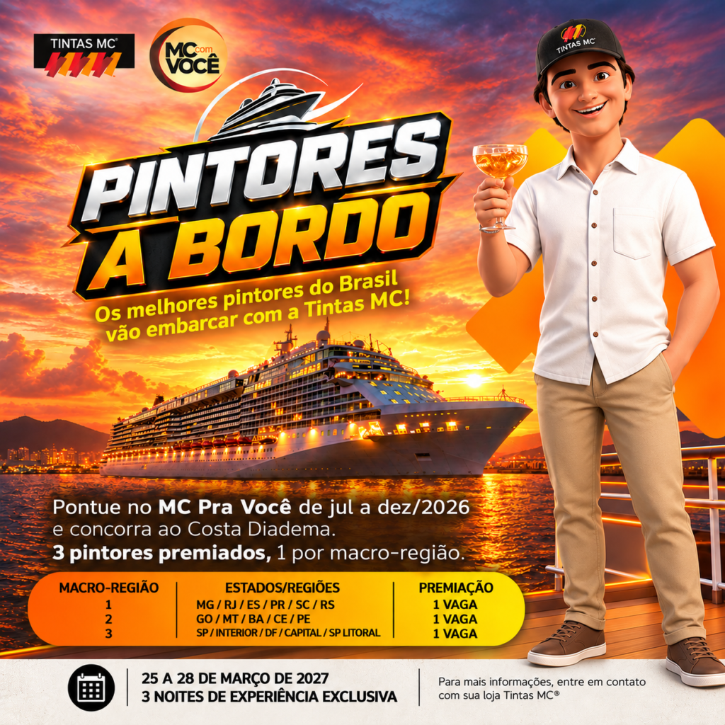 Banner da campanha promocional "Pintores a bordo" da Tintas MC