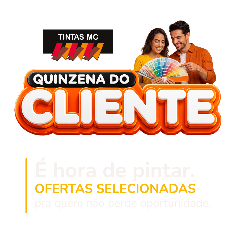Logo da campanha promocional do Mês do Cliente da Tintas MC.